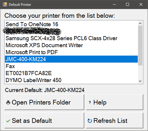 Screenshot - Change Default Printer